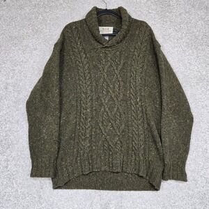 Vintage Aran Crafts Wool Cashmere Fisherman Sweater men Large Cable Knit Ireland